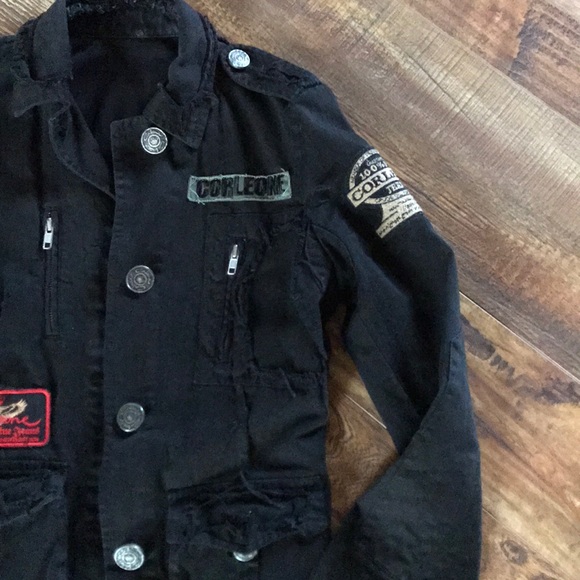 Corleone Military Style Jean Jacket - Picture 3 of 5